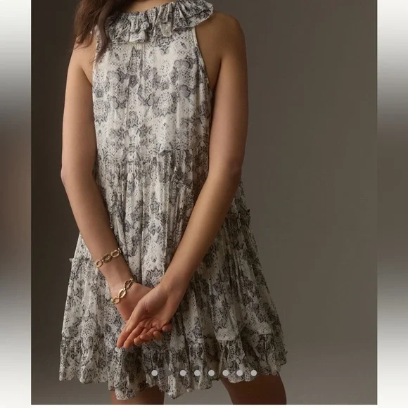 NWT Anthropologie Sleeveless Ruffle V-neck Mini Dress